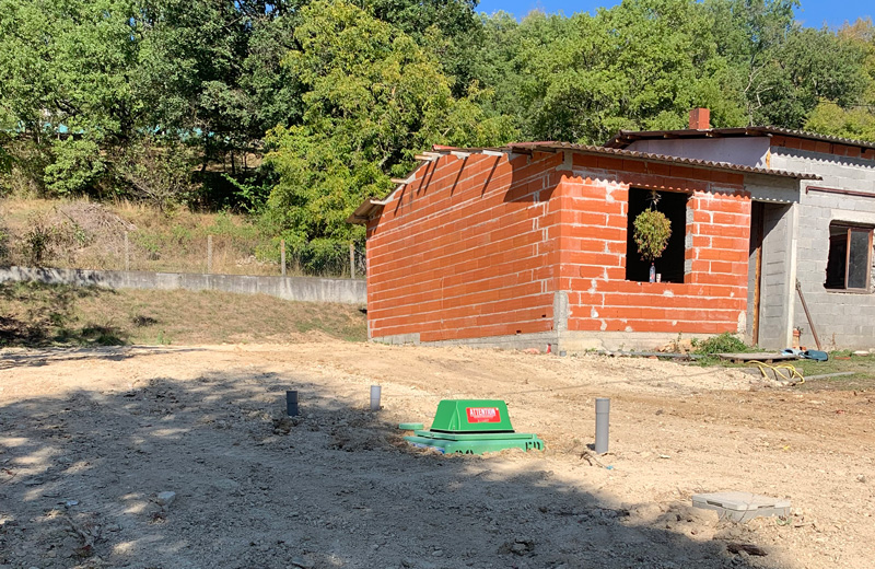 Chantier d'assainissement dans le 32 avec installation d'un micro-station d'épuration à Saramon